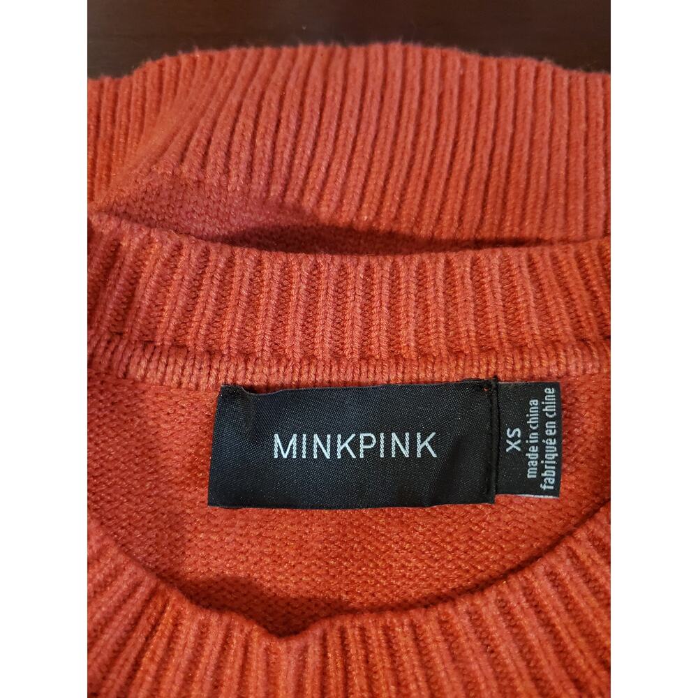 Minkpink Leopard Big Cat Boxy Crewneck Sweater Size XS Coral Orange Soft Knit - Picture 6 of 10